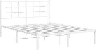 vidaXL Estructura cama sin colchón con cabecero metal blanco 135x190cm Vidaxl