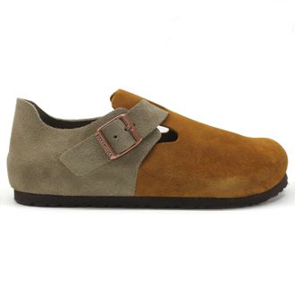 Birkenstock London BS Suede Leather Unisex Hook and Loop Shoes - Mink - Size:UK 5