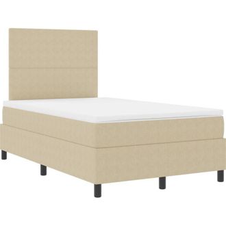 vidaXL Box Spring Bed with Headboard Light Grey and White 120 x 190 cm vidaXL
