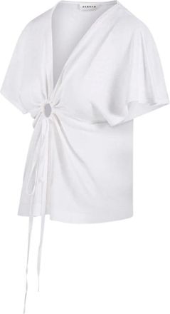 P.A.R.O.S.H. P.a.r.o.s.h., Truien & Vesten, Dames, Wit, L, Linnen, Babygirl Ring Detail Top
