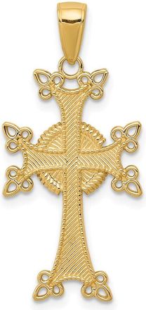 Diamond2Deal 14k Yellow Gold Polished Textured Armenian Cross Pendant