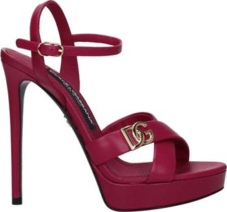 Dolce & Gabbana Platform Leren Sandalen - Dames - Sandalen met hakken - Roze - 36 EU - Leer - Schoenen