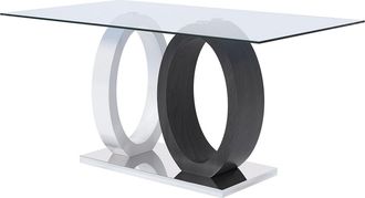 Vente-Unique Mesa de comedor AYANE - Cristal templado y MDF - Gris y Blanco