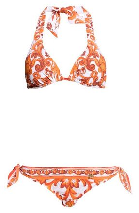 Dolce & Gabbana Majolica Print Triangle Two-Piece Swimsuit in Ih3Tn Majolica 6 Orange at Nordstrom, Size 1