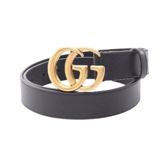 Gucci Pre-owned GG Marmont Leren Riem - Dames - Pre-owned - Zwart - Maat: ONE Size Leer