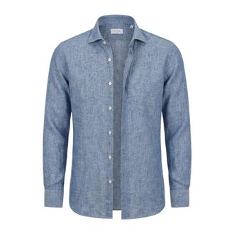 PORTOFIORI Casual Shirts - Heren - Casual Overhemden - Blauw - L - Leer - Overhemden