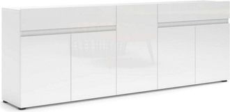 Dmora Credenza Elenia, Madia 3 Ripiani, 2 Cassetti Made in Italy, 38x225x79h cm Bianco