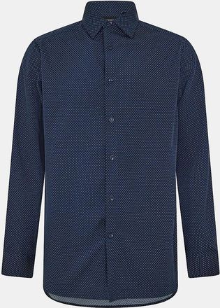 Scotch & Soda Mens Pattern Long Sleeve Shirt Collar Shirt - Navy - Size: 14.5 inch