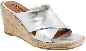 Softwalk Hastings Espadrille Platform Wedge Slide Sandal in Silver Metallic at Nordstrom Rack, Size 10.5