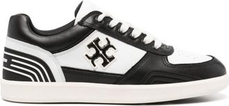 Tory Burch White Black Clover Court Sneakers
