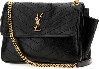 Saint Laurent Womens Niki Shoulder Bag Black Calf