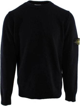 Stone Island Rondgebreide trui - Heren - Ronde hals truien - Blauw - XL - Wol - Truien & Vesten