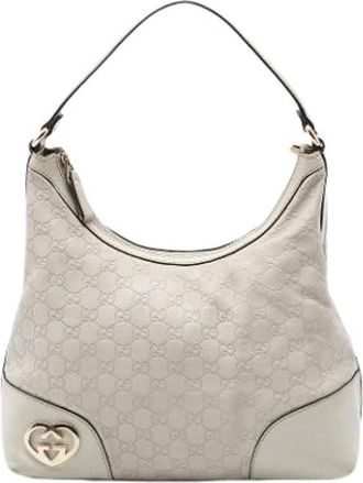 Gucci Pre-owned Shoulder Bags, female, White, Size: ONE SIZE Pre-owned Embossed Leather Shoulder Bag