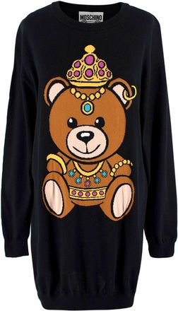 Moschino Black Bear Long Knit Dress Size S