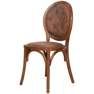 Biscottini International Wooden and Faux Leather Chair with Capitonn&eacute; Backrest for Dining Room Upholstered Armchair for Living Room Bedroom Armchair