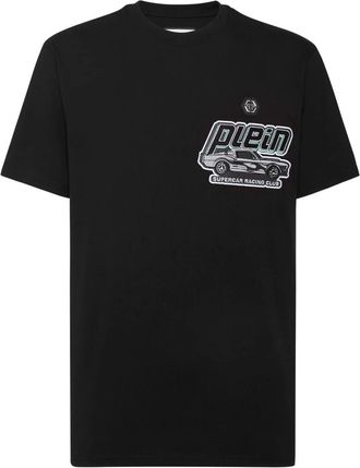 Philipp Plein T-Shirt Ronde Hals Autos Racing - Heren - T-shirts - Zwart - 4XL - Katoen - Tops