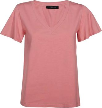Max Mara V-neck flared-sleeve T-shirt - women - Elastane/Cotton - M - Pink