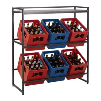 Relaxdays Relaxdays Estanter&iacute;a Para 6 Cajas De Bebidas, 117 X 104 X 32 Cm, Estante Superior, Estilo Industrial, Marr&oacute;n/negro