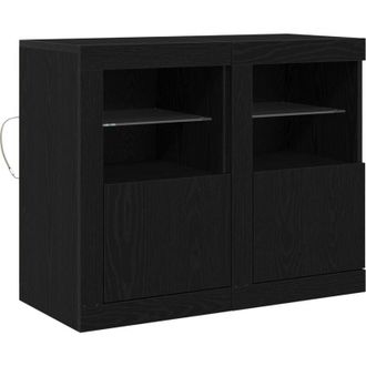 vidaXL Side Cabinet 2 pcs Black oak 41 x 37 x 67 cm Engineered Wood Vidaxl