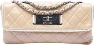 Chanel Pre-owned Vintage Flap Shoulder Bag - Dames - Vintage Schoudertas - Beige - ONE Size - Leer - Vintage