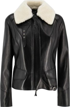 Ermanno Scervino Jassen, Dames, Zwart, M, Zachte Leren Jas voor Edgy Look
