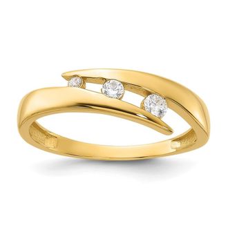 Diamond2Deal 14k Yellow Gold Polished Cubic Zirconia Fashion Ring