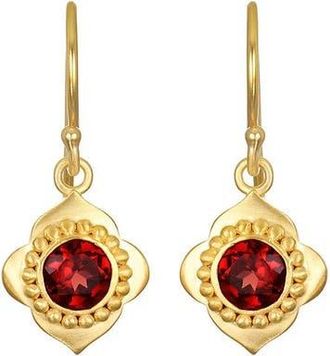 Satya Jewelry Strong Heart Garnet Drop Earrings in Red at Nordstrom