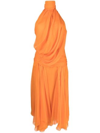 Alberta Ferretti Gedrapeerde halterjurk - Oranje