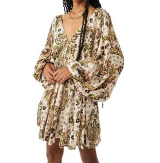 Free People Printed Arzel Mini Dress In Tea Combo