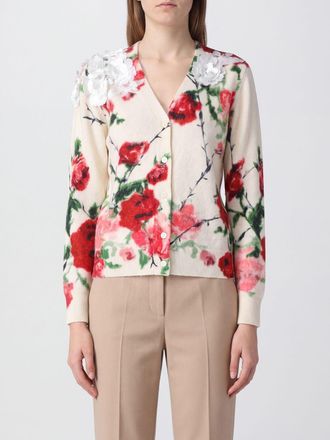 Blumarine Cardigan in lana e cashmere con ricamo floreale e paillettes
