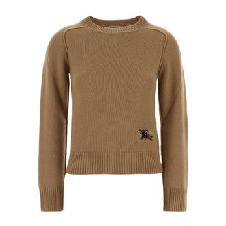 Burberry Wool Blend Jumper - female - Burberry - Round-neck Knitwear - Beige - L - Knitwear