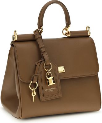 Dolce & Gabbana Womens My Sicily Handbag Caramello Calf Suede; Pvc Shoulder Bags