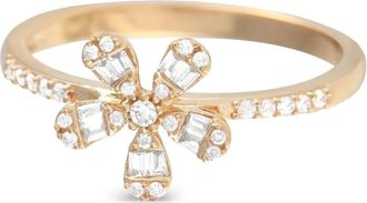 Luxury Bazaar Anello Flower in oro giallo 14 carati con diamanti