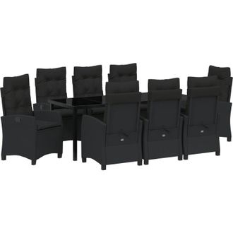 vidaXL Conjunto De Comedor De Jard&iacute;n 9 Pcs Negro Rat&aacute;n Sint&eacute;tico Vidaxl