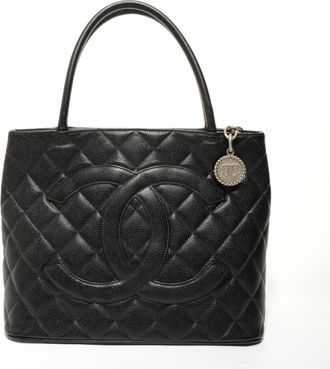 Chanel Black Grained Calfskin Tote Bag (Pre-Owned)