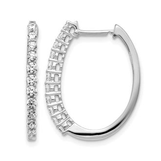Diamond2Deal 14k White Gold 3/4 Ct Round Lab Grown Diamond Hoop Earrings