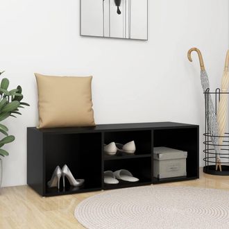 vidaXL Vidaxl - Banco Zapatero De Madera Contrachapada Negro 105x35x35 Cm