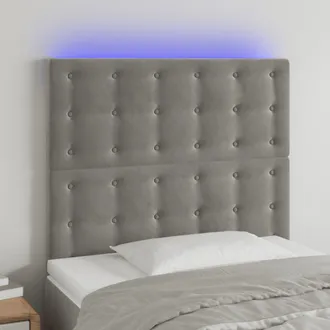 vidaXL Cabecero Con Luces Led Terciopelo Gris Claro 90x5x118/128 Cm Vidaxl