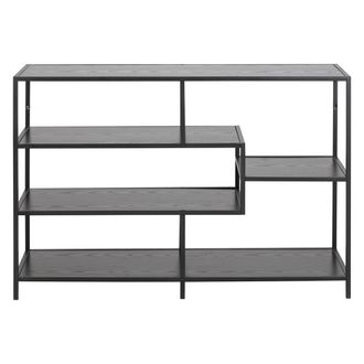 Miliboo Consola Industrial Metal Negro Y Madera Negra L114 Cm Tresca
