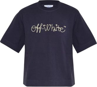 Off-white Maglietta Con Logo Ricamato-Donna