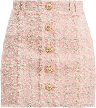 Balmain Check Pattern Tweed Skirt, Brand Size 34 (US Size 2)