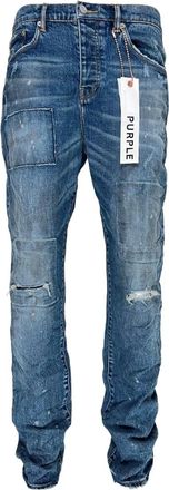 Purple patch detail jeans - Blauw