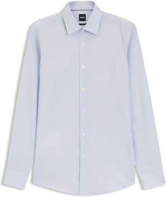 BOSS Printed slim-fit shirt in Italian-made twill