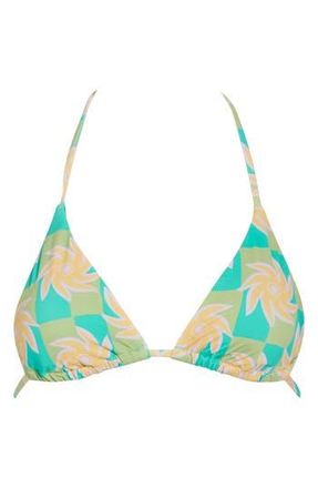 Billabong Trippin On Sun Triangle Bikini Top in Teal/Green Multi at Nordstrom Rack, Size X-Large