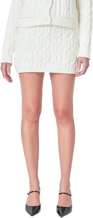 endless rose Cable Knit Cotton Blend Miniskirt in Cream at Nordstrom, Size X-Small