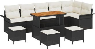 vidaXL Vidaxl - Garden Sofa Set 10 pcs Black, Cream 110 x 55 x 71 cm