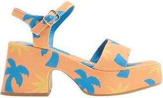 8 by YOOX PRINTED CANVAS PLATFORM SANDALS