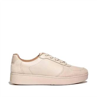 FitFlop Womens Rally Leather/suede Panel Sneaker In Stone Beige