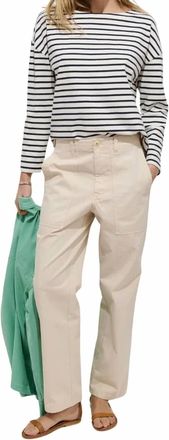 Alex Mill Avignon Boatneck Tee In Ivory/navy