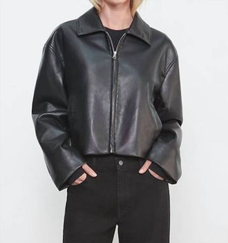 Enza Costa Leather Minimal Jacket In Black